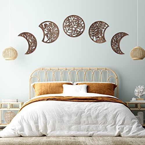 Jetec 5 Pcs Moon Phase Wall Art Decor