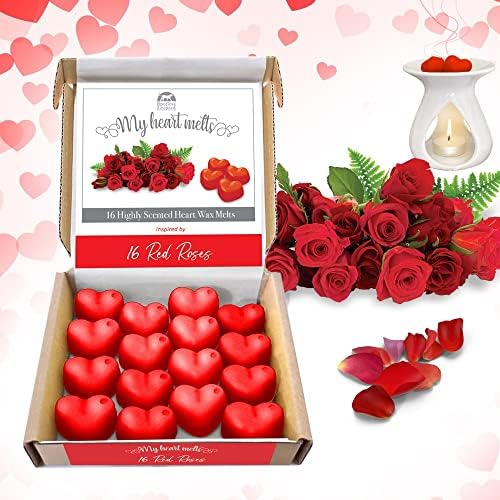 16 Red Roses Wax Melts - Heart Shaped Romantic Gifts
