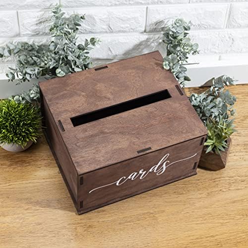 Wooden Wedding Card Box with Slot Lid 1