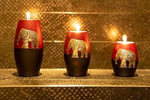 IYARA CRAFT 3 Wooden Candle Holders Set