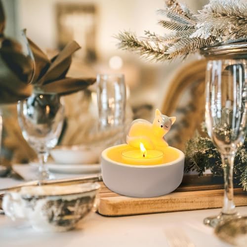 AntExpanse Fox Candle Holder Set with Scented Candle and Keychain
