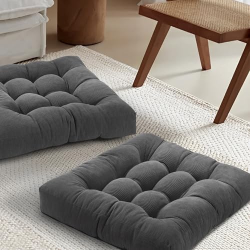 PAROLL Floor Pillow Cushions Set of 2 Dark Grey