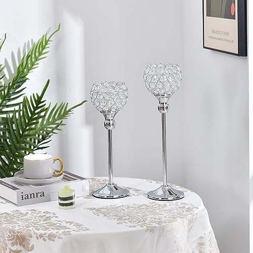 VINCIGANT Crystal Candleholder Set of 2 for Centerpieces