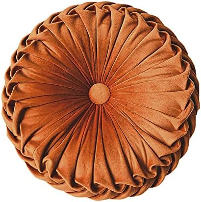 Teieas Round Velvet Throw Pillow Orange