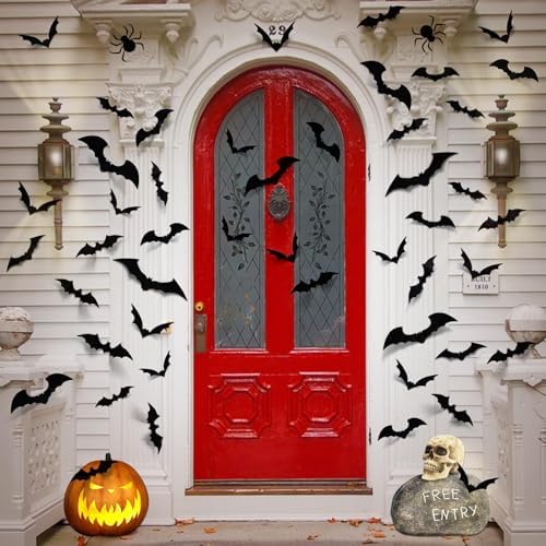 LUDILO Halloween Bats Wall Decor 100pcs PVC 3D Stickers
