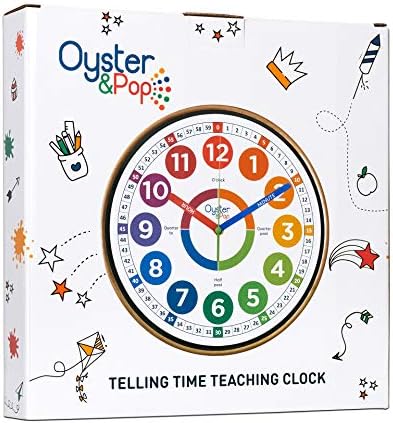 OysterPop Learning Clock for Kids - 10 Inch Wall Clock