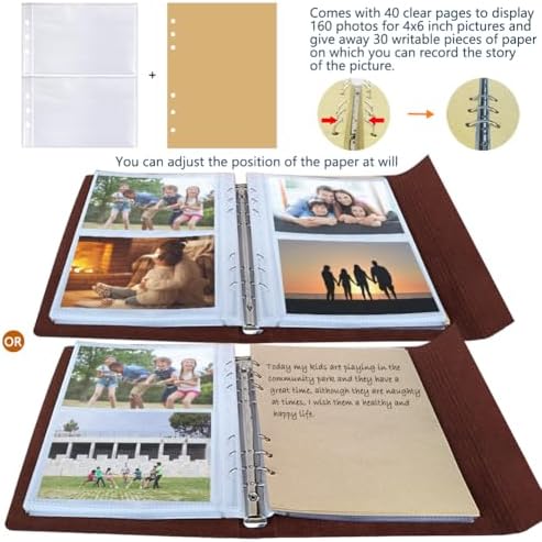 OBTAIN 4x6 Photo Album - 160 Photos Leather Cover with 30 Writable Pages