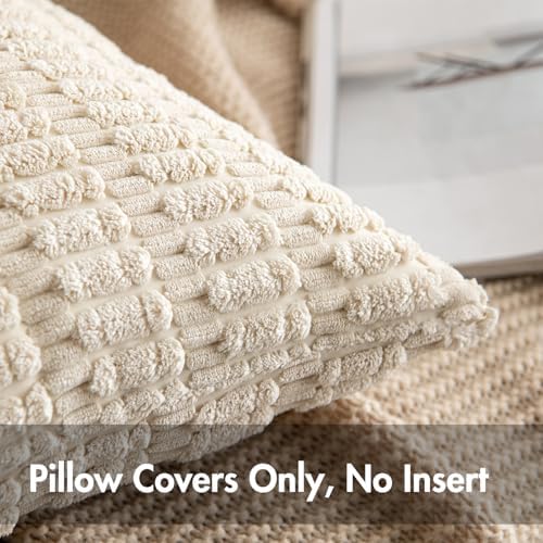 MIULEE 2-Pack 18x18 Inch Corduroy Throw Pillow Covers