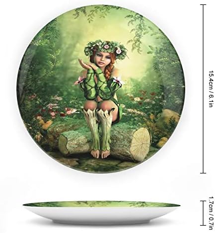 XISUNYA 10-Inch Decorative Plate - Elf Girl Wreath Tree Print