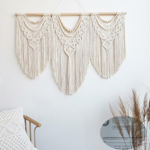 Achart Macrame Wall Hanging Boho Decor with Wooden Bead