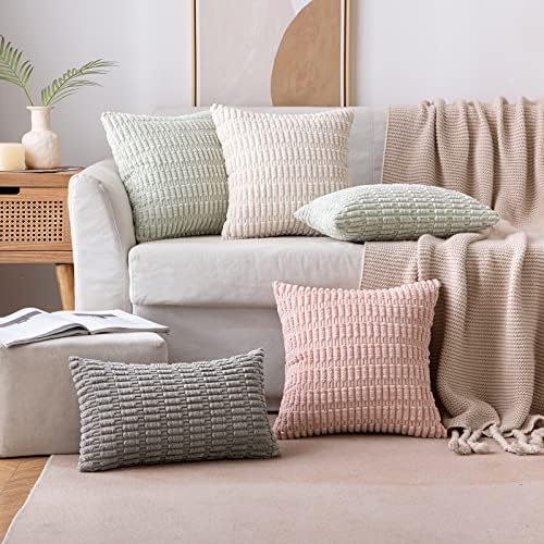 MIULEE 2-Pack 18x18 Inch Corduroy Throw Pillow Covers