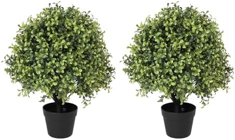 THE BLOOM TIMES 24 Artificial Topiary Trees Set of 2