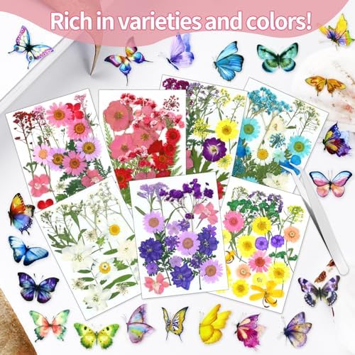 190 Pcs Dried Pressed Flowers for Resin Crafts