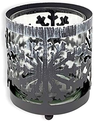 Snowflake Candleholder Set of 2 - Metal with Glass Inserts