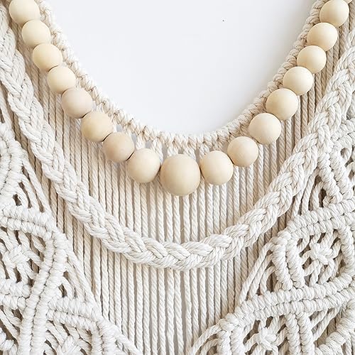 Achart Macrame Wall Hanging Boho Decor with Wooden Bead