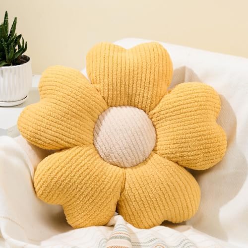 Sioloc Daisy Flower Throw Pillow Cute Yellow Plush Decor