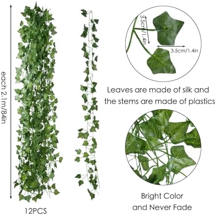 Freyalife Artificial Ivy Vines 12-Pack 84 Feet Greenery Decor