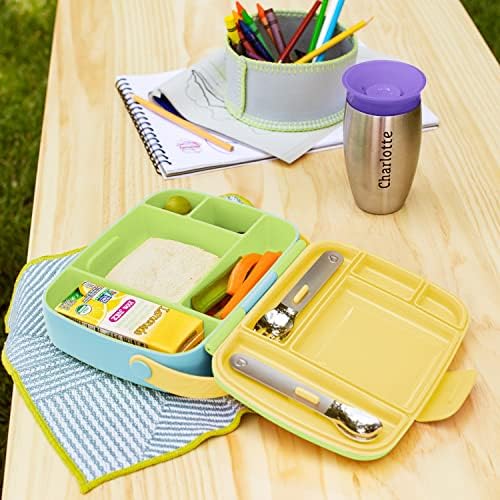 Munchkin Bento Box for Kids with Utensils Green