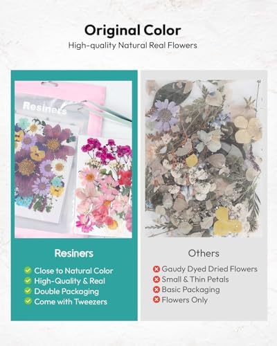 Resiners 100Pcs Dried Flowers for Crafts