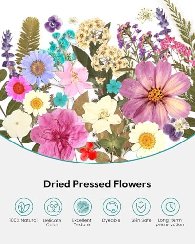 Resiners 100Pcs Dried Flowers for Crafts