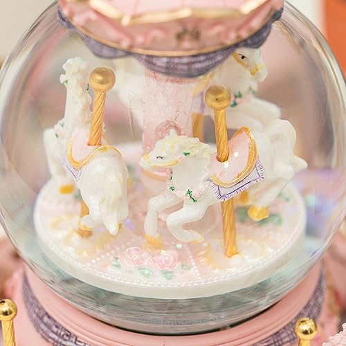 Whimsical Music Box Carousel with Unicorn Lights