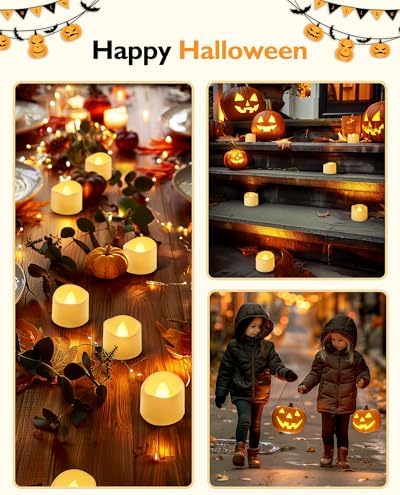 Homemory 48-Pack Flickering Flameless LED Tea Lights with CR2032 Batteries