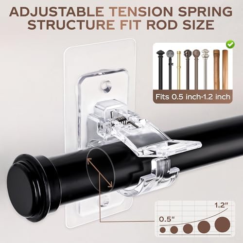 MUAKIOY Clear Curtain Rod Holders 20 Pack No Drilling 1
