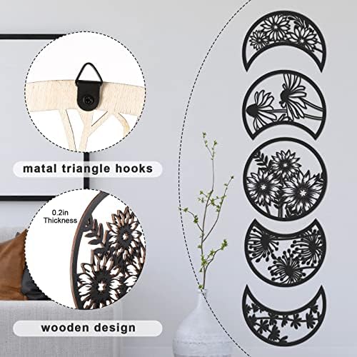 Jetec 5 Pcs Moon Phase Wall Decor Art