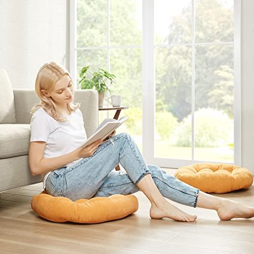 Degrees of Comfort Floor Cushion Pillow Set of 2 Orange Yellow