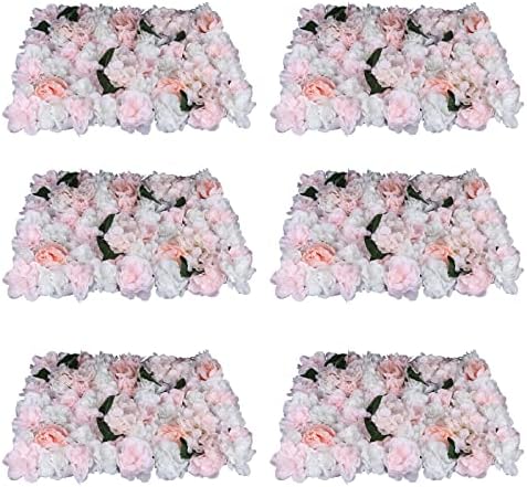 Wedding Party Flower Wall Panel 6 Pcs Light Pink Artificial Floral Backdrop