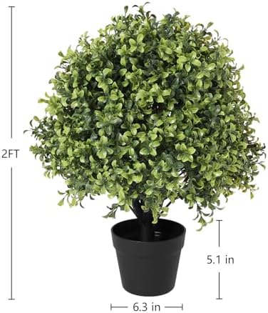 THE BLOOM TIMES 24 Artificial Topiary Trees Set of 2