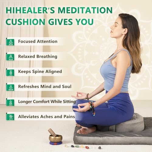 Hihealer Meditation Cushion with Velvet Cover
