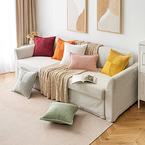 MIULEE Corduroy Pillow Covers Set of 2 Beige