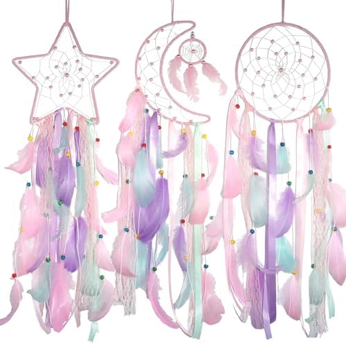 3PCS Star Moon Sun Dream Catcher Wall Decor