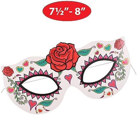 Beistle 16 Piece Sugar Skull Half Masks With Elastics