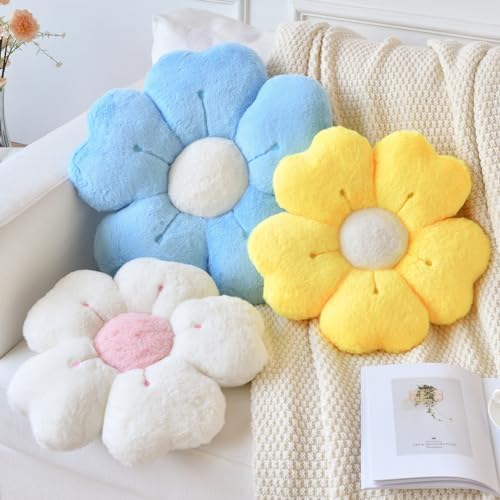 Cute Daisy Flower Pillow Decorative Throw 15 Inches
