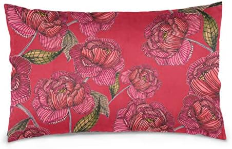 Susiyo Red Peonies Throw Pillow Covers with Hidden Zipper
