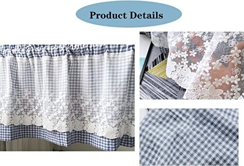 DPCXZ Blue Kitchen Tier Curtains with Embroidery