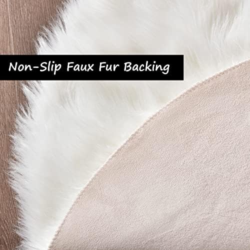 Goolela Faux Fur Rug Throw White 24x36 Inch