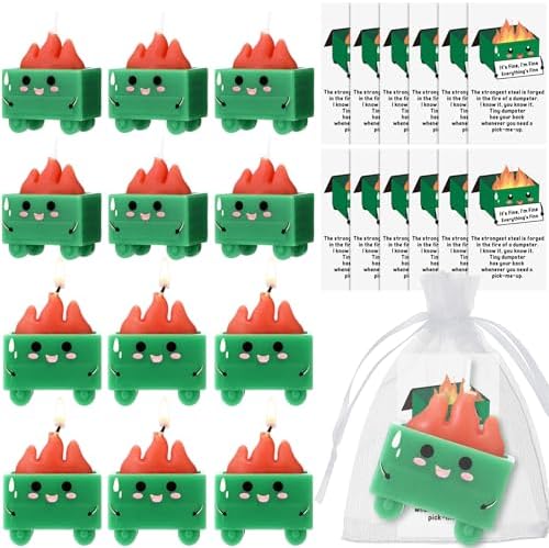 12 Set Dumpster Fire Scent Candle Gift Set Green
