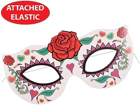Beistle 16 Piece Sugar Skull Half Masks With Elastics