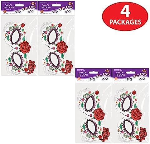 Beistle 16 Piece Sugar Skull Half Masks With Elastics