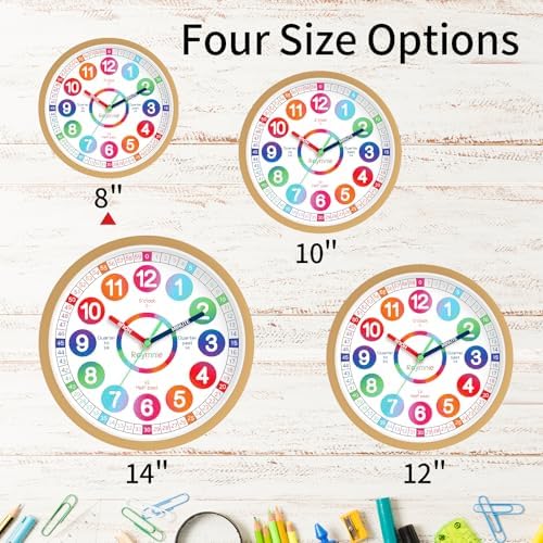 Learning Clock for Kids 8 Inch Battery Operated Decorative