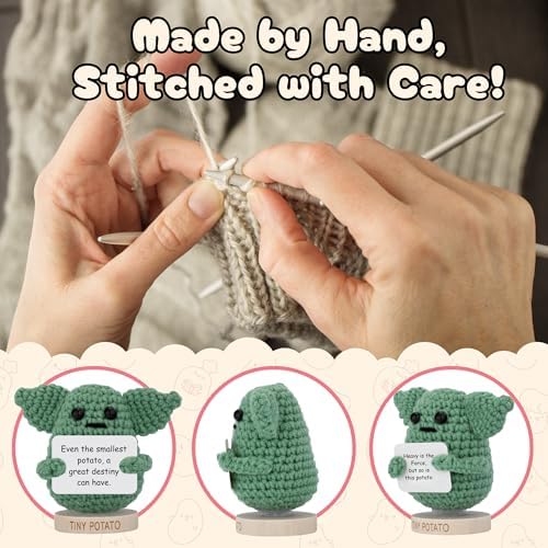 Handmade Baby Yoda Crochet Doll with 30 Affirmations