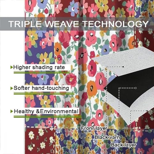 Retro Boho 60s 70s Floral Window Curtains Set
