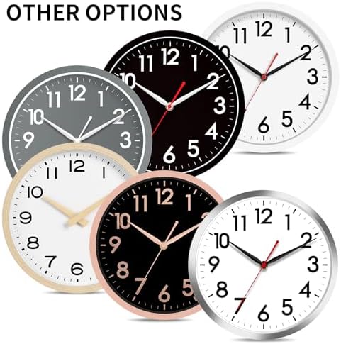 AKCISOT 10 Inch Silent Wall Clock - Analog Black