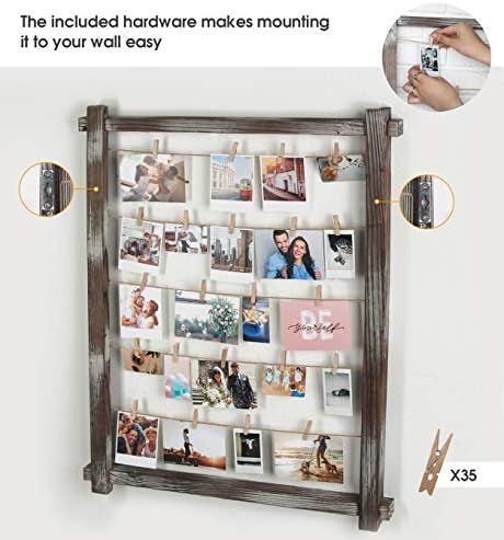 Stylish Photo Display Wall Frame with 35 Clips