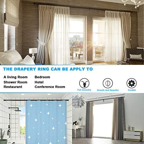 40 PCS Black Drapery Rings for 1 Inch Curtain Rod