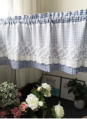 DPCXZ Blue Kitchen Tier Curtains with Embroidery