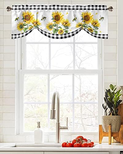 Sabolny Black Sunflower Valance Curtain for Living Room